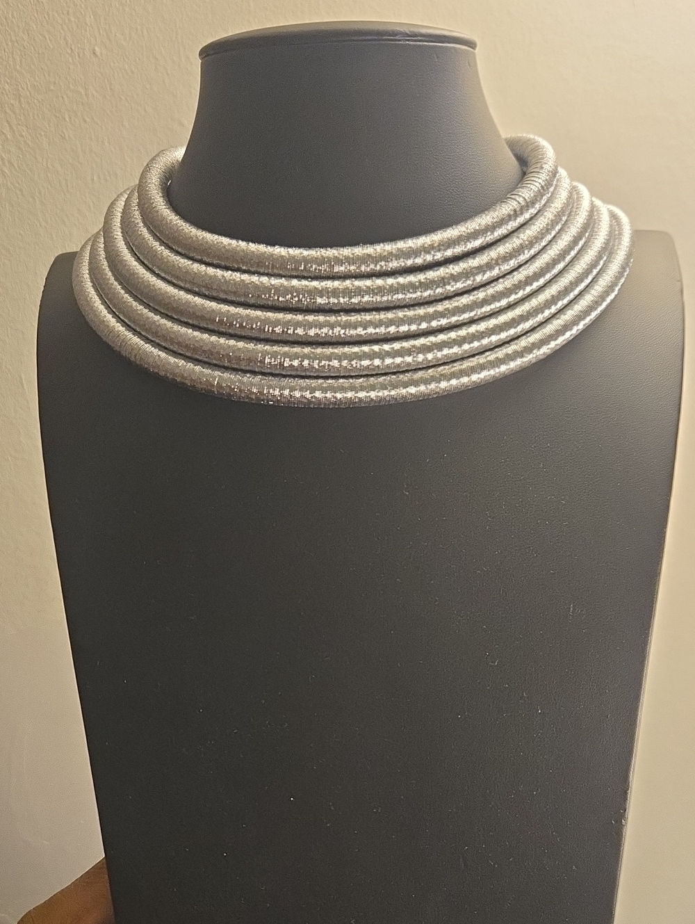Silver Multi-Strand Coil Choker Necklace